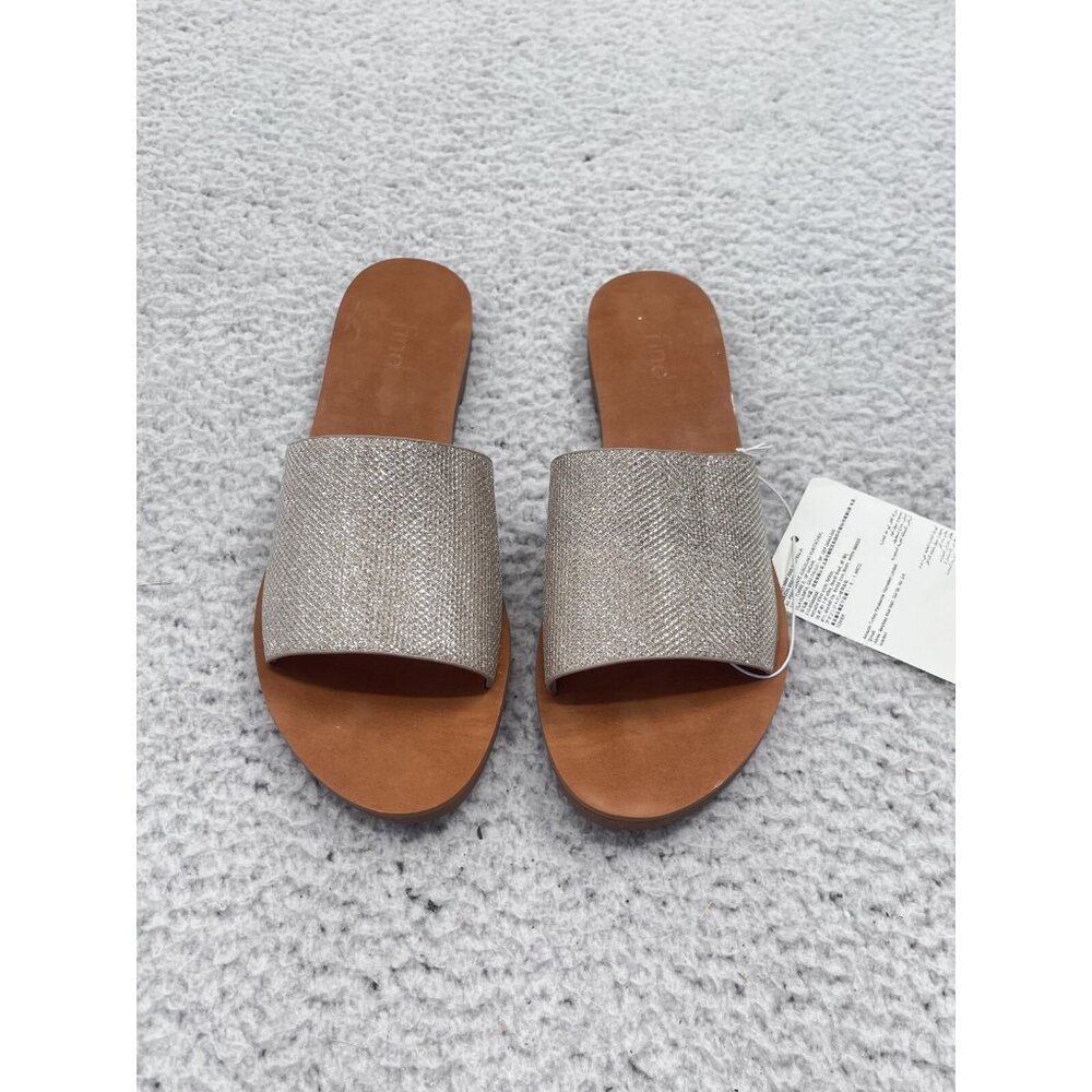 NEW Women's Find Wide Sparkly Silver Band Slide On Open Back Sandal Size 8